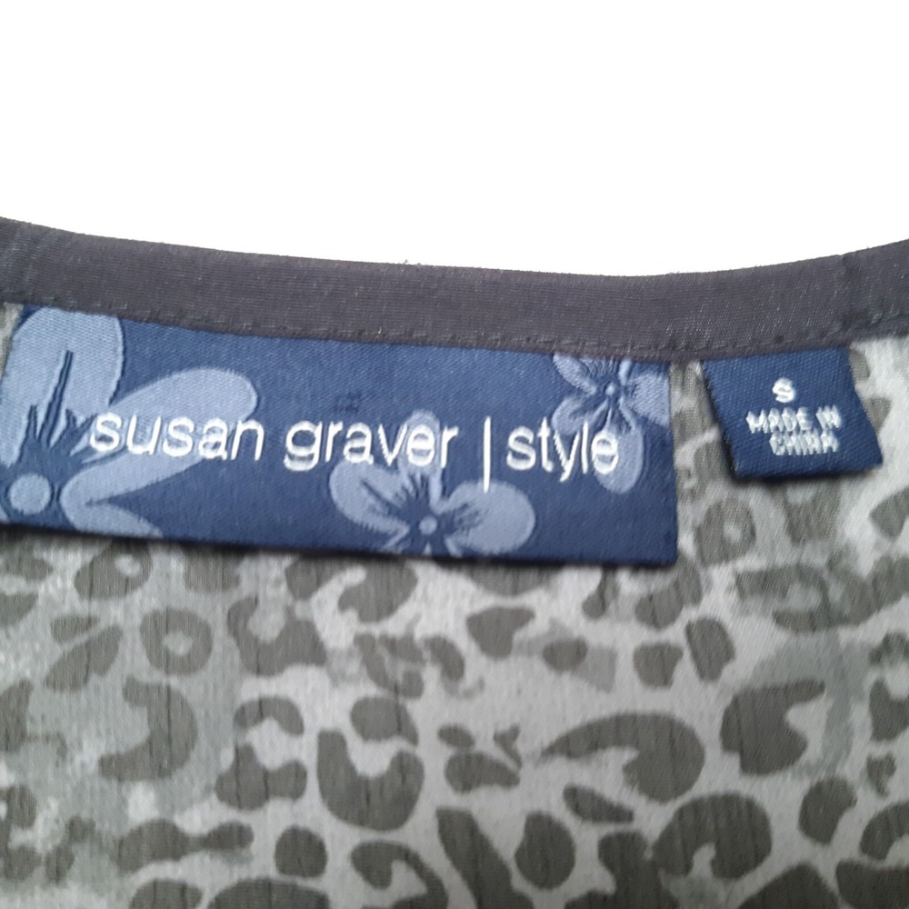 Susan‎ Graver Style Blouse Womans Small Leopard Print V Neck Long Sleeve Top - Picture 13 of 15